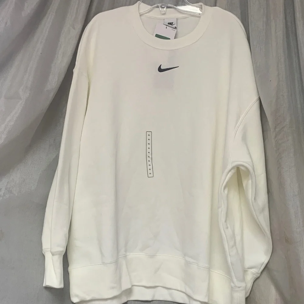 Nike Off-White Crewneck Sweatshirt with Black Swoosh